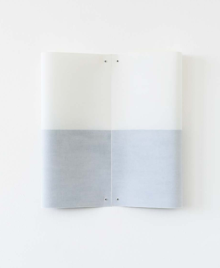 Anette Haas - Fenster. Innen grün., 2003, Acryl / Wachs / Nessel, 63 x 60 x 7 cm
